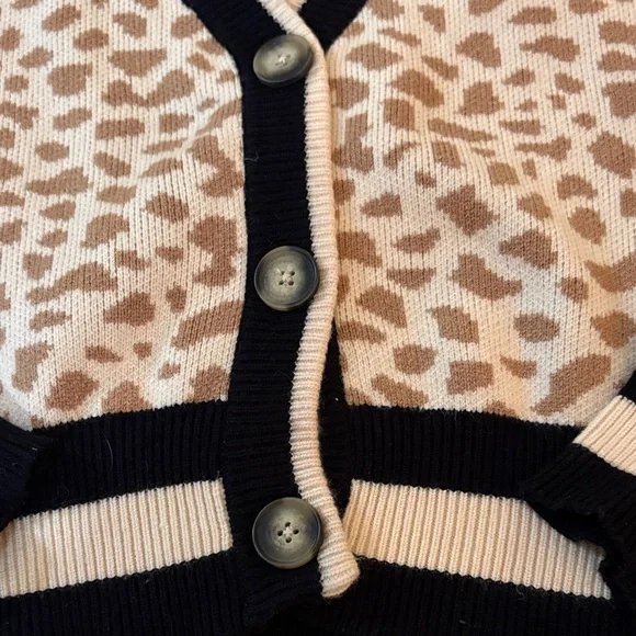 THML Leopard Print Cardigan Sweater - Black and Tan - Picture 3 of 6